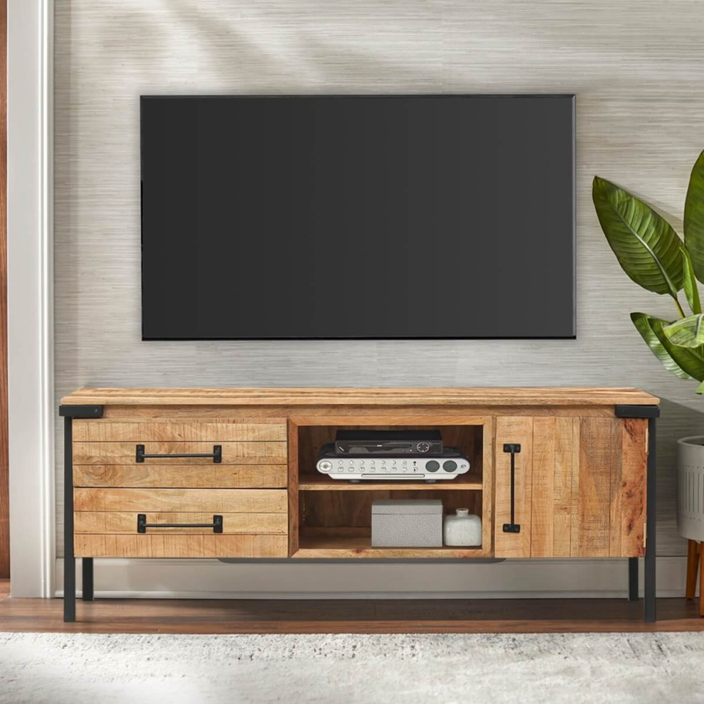 Vaxholm Solid Wood 3 Drawer Industrial Media Cabinet   Rustic   Entertainment Centers And Tv Stands   by Sierra Living Concepts Inc  Houzz