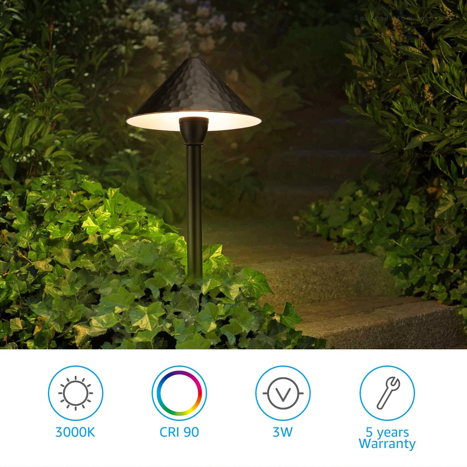 LEONLITE 4 Pack LED Landscape Lighting， Low Voltage Pathway Lights， Warm White