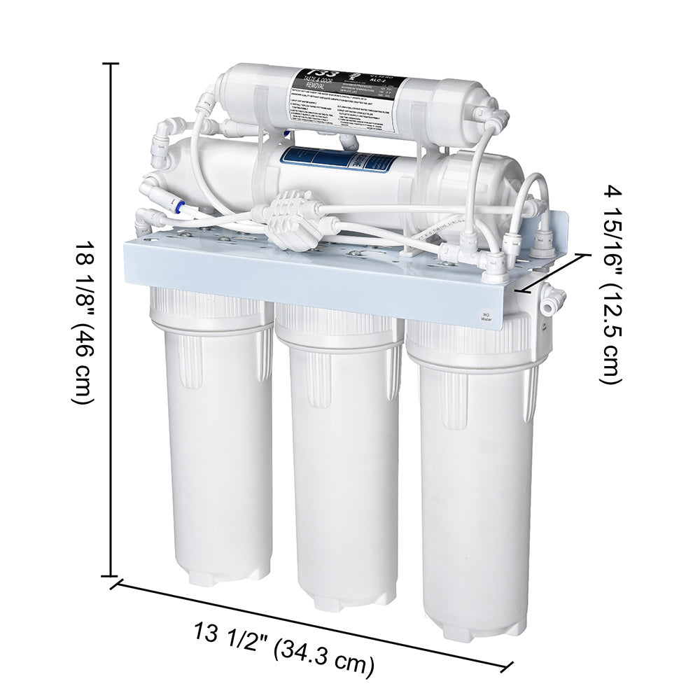 TheLAShop 5 Stage 50 GPD Reverse Osmosis Water Filtration System Under Sink