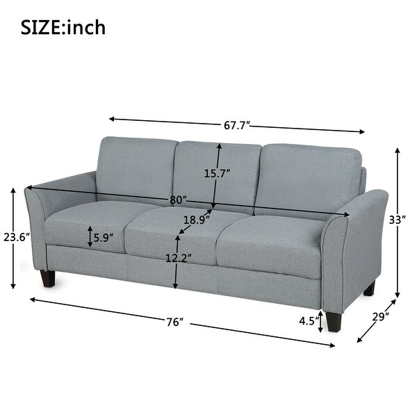 3-Seat Sofa Living Room Linen Fabric Sofa