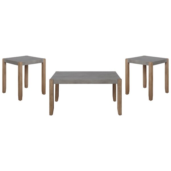 The Gray Barn Enchanted Acre 3-piece Faux Concrete and Wood Table Set