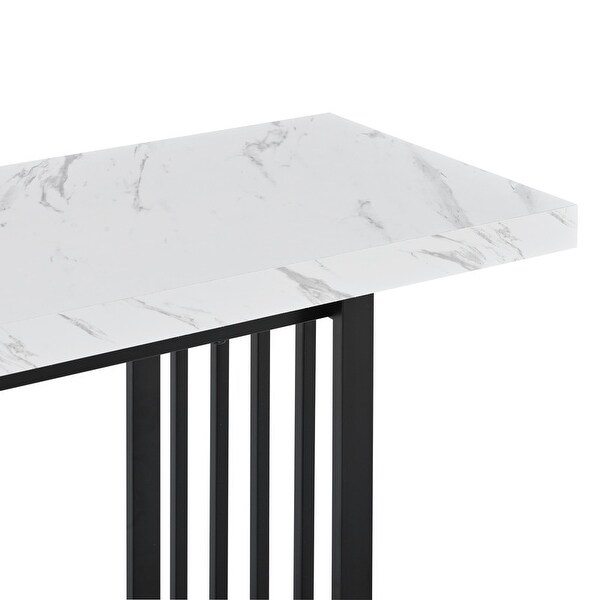 Faux Marble Console Table with 2 Shelves， Extra Long 63