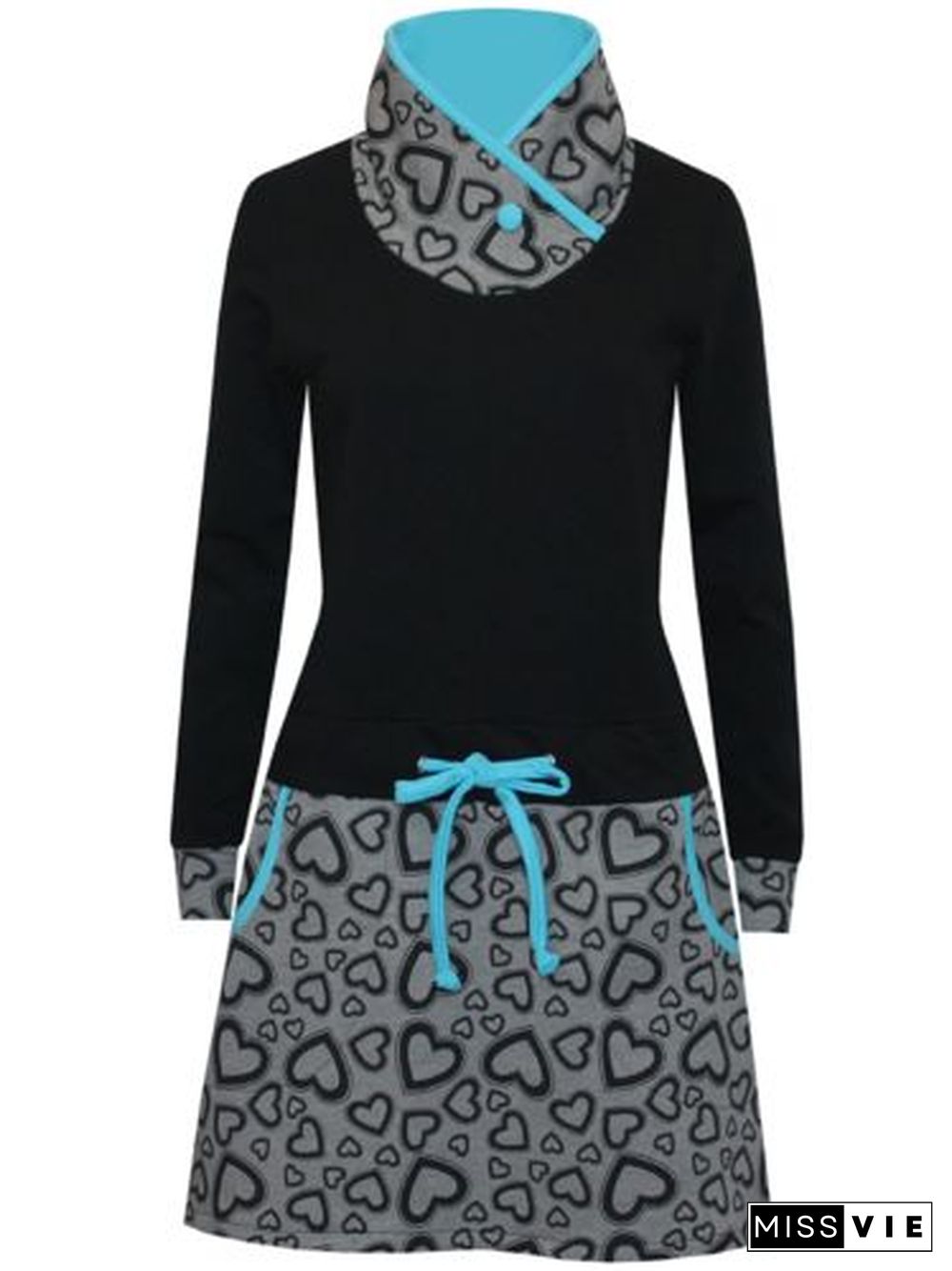 Printed Long Sleeve Casual Knitting Dress