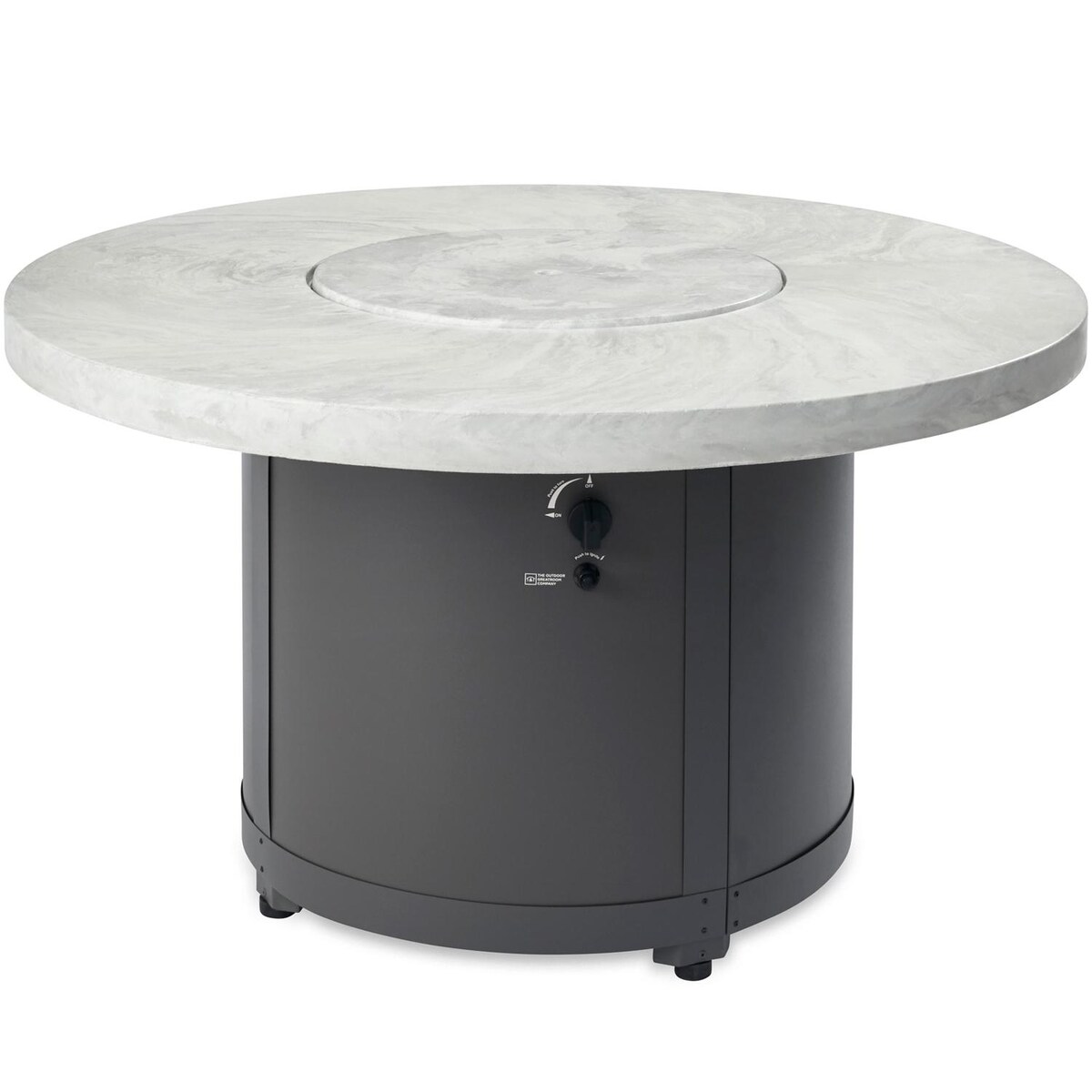 The Outdoor GreatRoom Company Beacon 48-Inch Round Natural Gas Fire Pit Table with 20-Inch Crystal Fire Burner