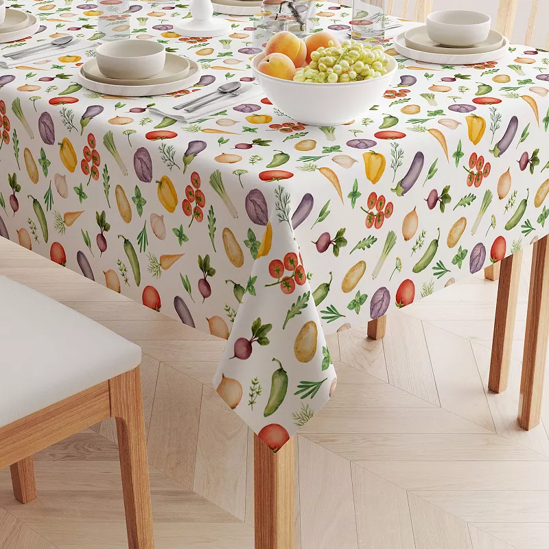 Square Tablecloth， 100% Polyester， 60x60， Garden Vegetables