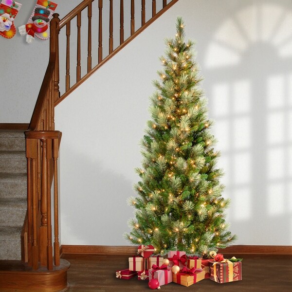 National Tree Company 7.5 ft. Charleston Pine Slim Tree with Clear Lights