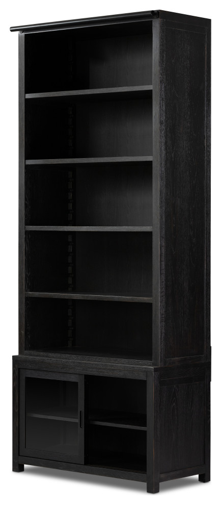 Admont Bookcase Worn Black Veneer   Transitional   Bookcases   by Zin Home  Houzz