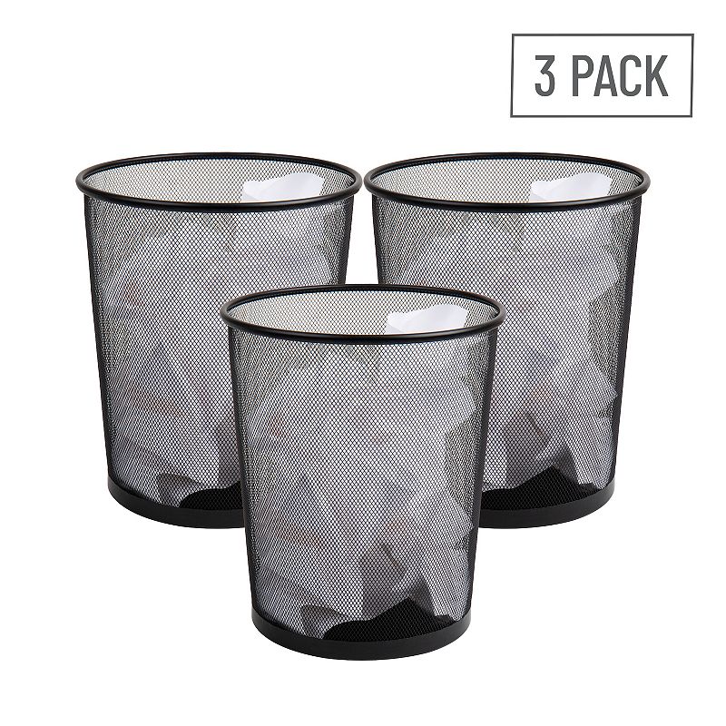 Mind Reader Network Collection Waste Paper Basket 4.5 Gallon Capacity， 3-pc. Set