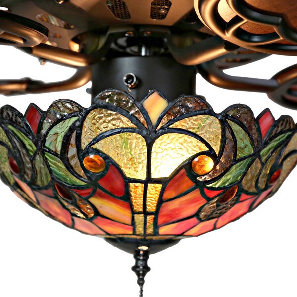  Style Stained Glass Halston Ceiling Fan - Spice - 52