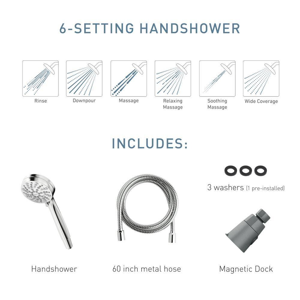 MOEN Attract with Magnetix 6-Spray 3.75 in. Single Wall Mount Handheld Adjustable Shower Head in Chrome 26000