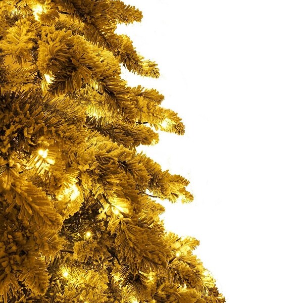 7.5Foot Artificial Christmas Tree with 400 LED Lights and Snow Flocked Branches