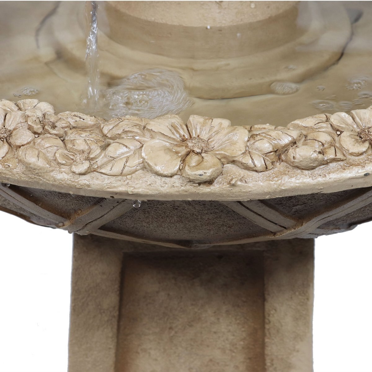 Sunnydaze Decor 2-Tier Beveled Flower Birdbath Water Fountain