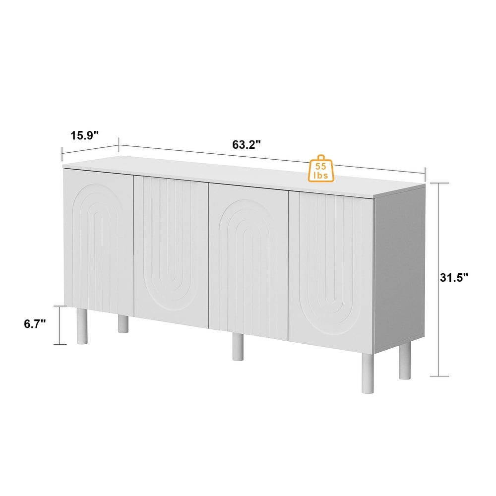 White MDF Sideboard Bookcase Kitchen Cabinet Buffet Credenza End Table