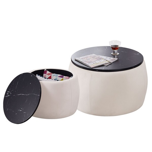 Set Of 2 End Table with Storage with Reversible Lid Tray