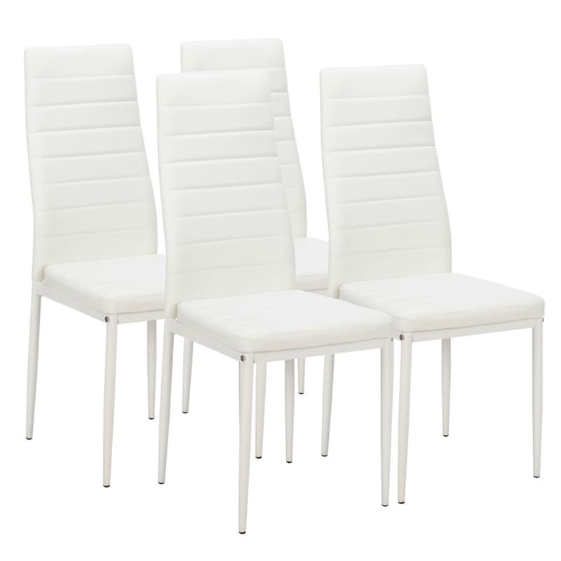 Modern Tempered Glass Table and Upholstered Chair 5 piece Dining Set