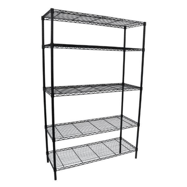 HDX 5-Tier Steel Wire Shelving Unit in Black (36 in. W x 72 in. H x 16 in. D) 21656PS-1