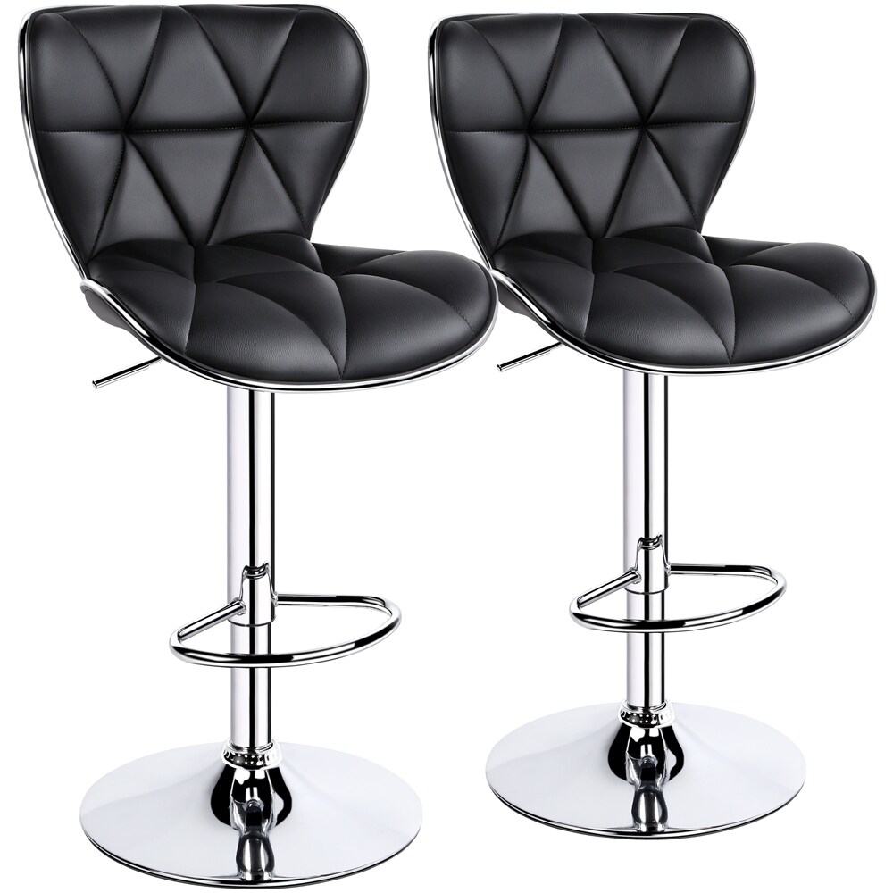 Yaheetech 2pcs Adjustable Chair Bar PU Leather Swivel Bar Stools