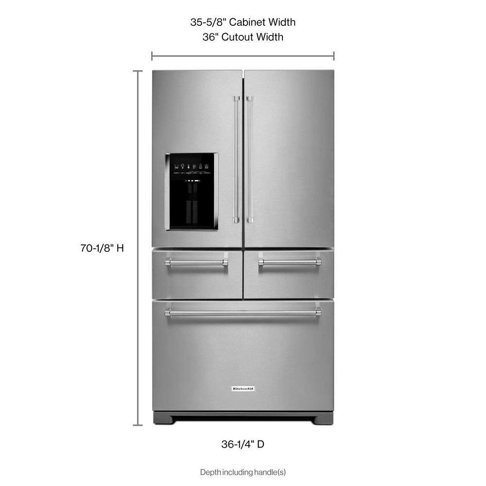 KitchenAid 25.8 cu. ft. French Door Refrigerator in Stainless Steel with Platinum Interior KRMF706ESS