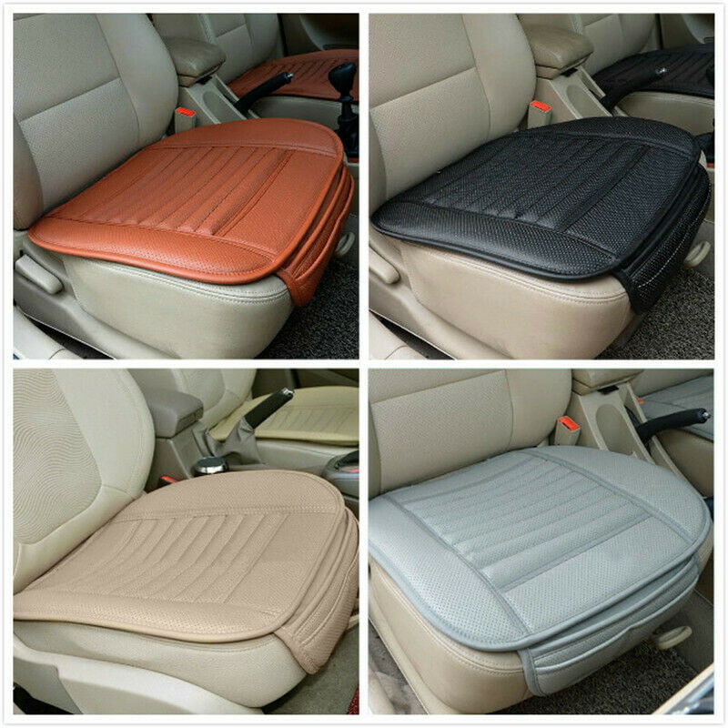 Zoiuytrg Universal Black Car Front Seat Cover Breathable PU leather Seat pad Cushion