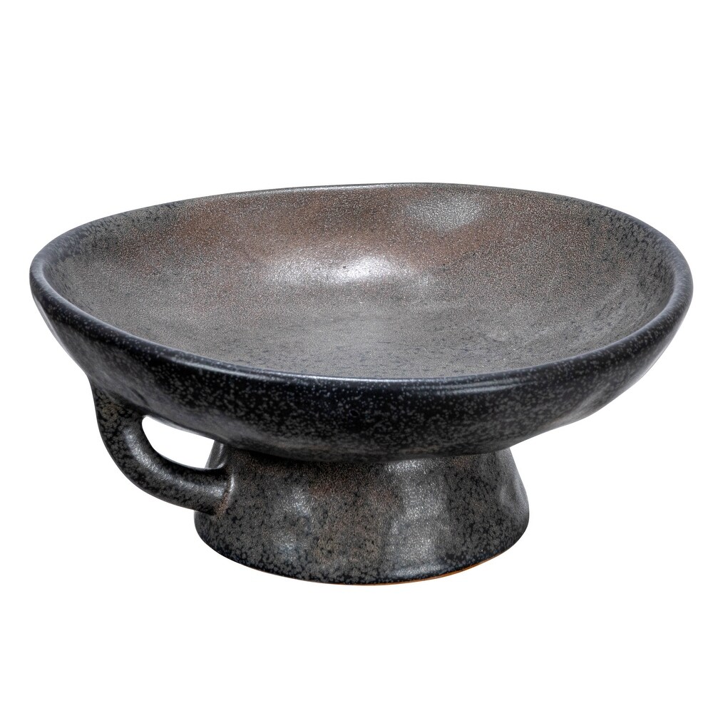 Stoneware Bowl with Handle and Base   8.0\