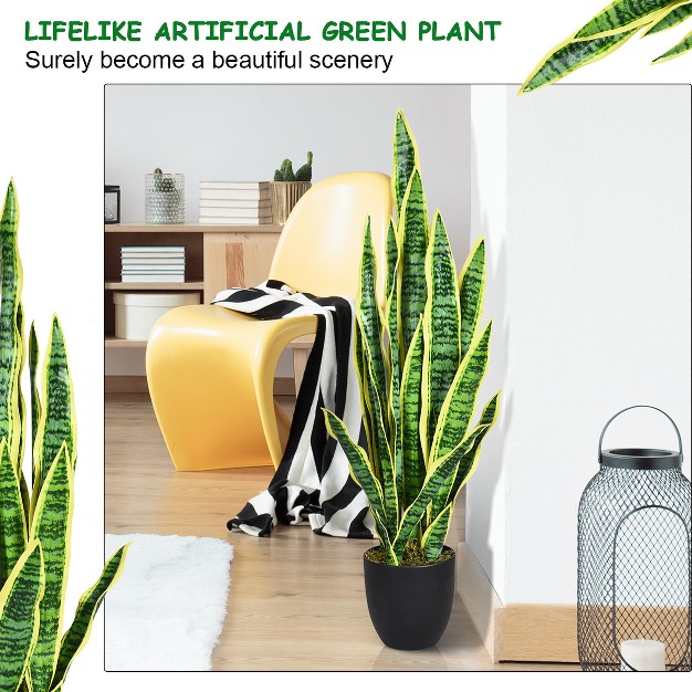 Costway Artificial Snake Plant 35 5 x27 x27 fake Sansevieria Indoor outdoor Decoration