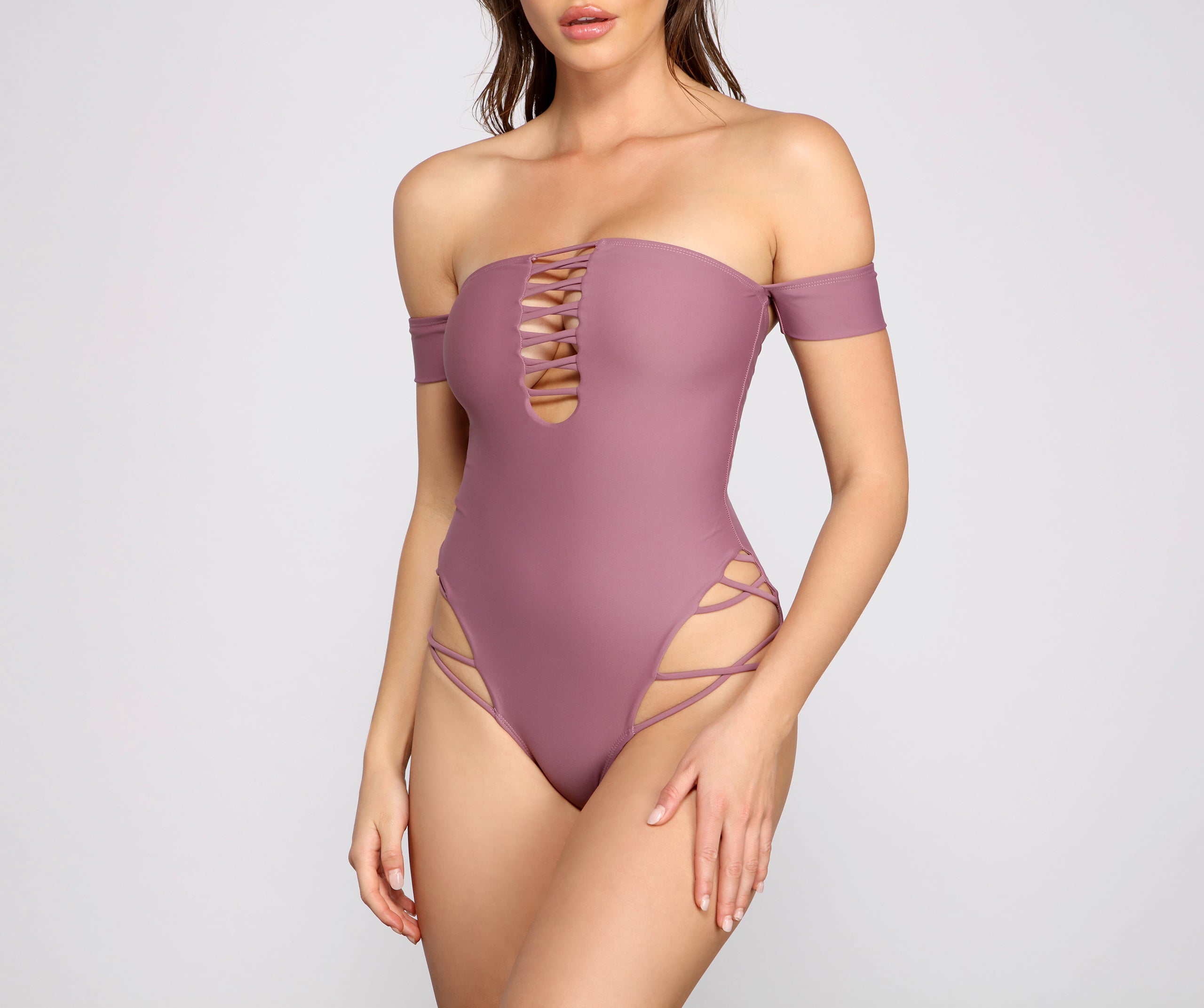 Off The Shoulder Sassy Straps One Piece Swimsuit