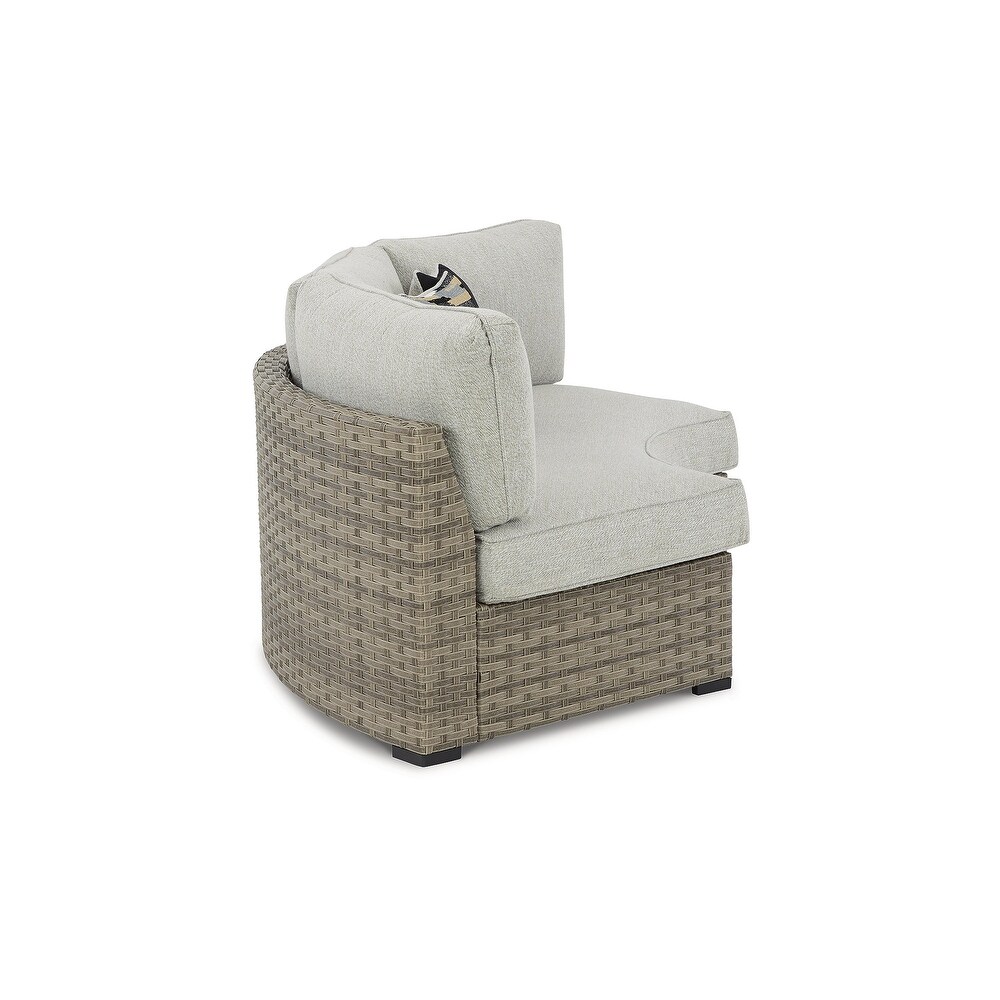 Signature Design by Ashley Calworth Brown/Beige Curved Outdoor Loveseat with Cushion   85\