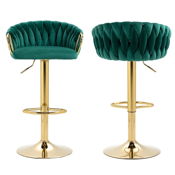 2 Set Counter Height Velvet Bar Stools