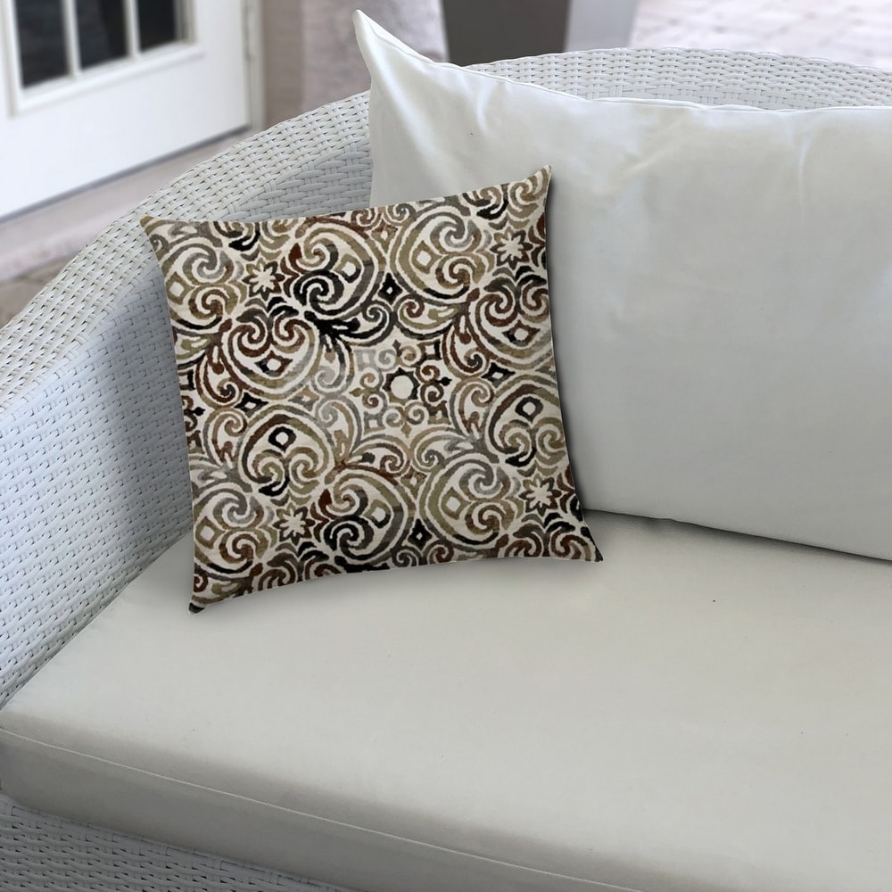 KOLKATA Black Indoor/Outdoor Pillow   Sewn Closure