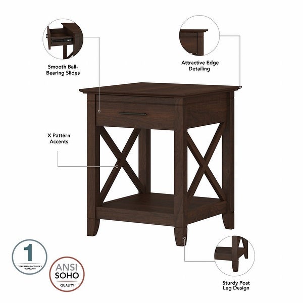 Key West End Table with Storage in Washed Gray