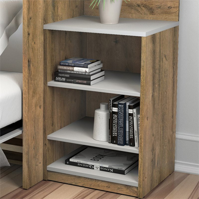 Bestar Cielo 20 quotW Engineered Wood Nightstand in Rustic Brown/White   Transitional   Bookcases   by Homesquare  Houzz