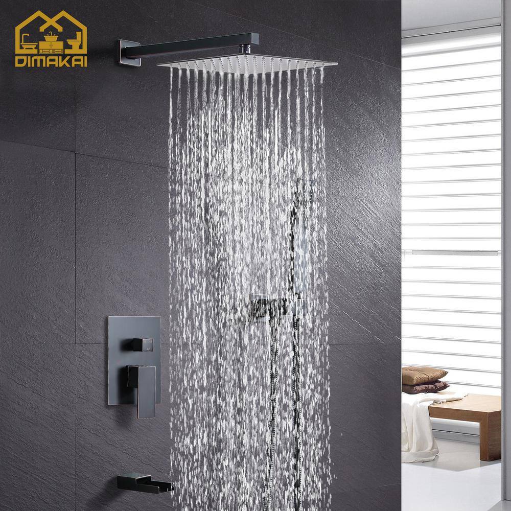 Hlihome Single-Handle 3-Spray 10 in. Shower Head Tub and Shower Faucet Hand Shower Combo in Oil Rubbed Bronze (Valve Included) DKSL-18-ORB