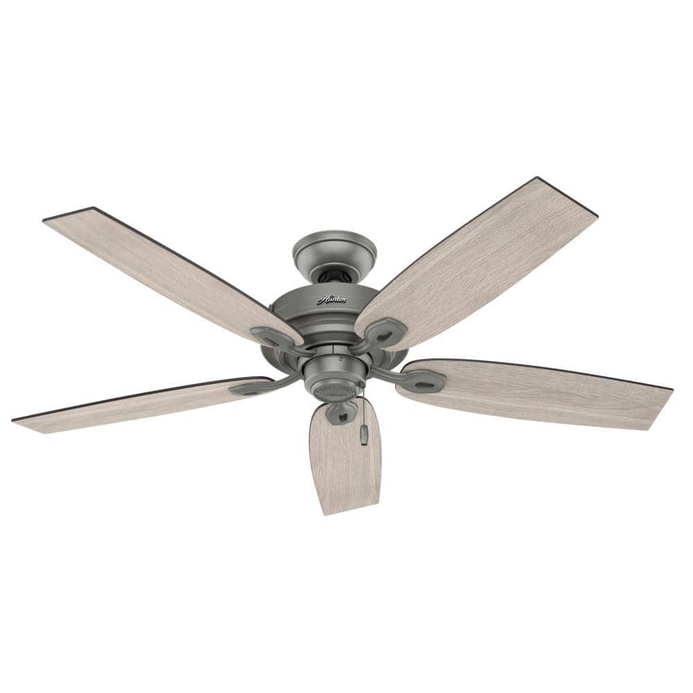 Hunter Crown Canyon 52 in LED Indoor Matte Nickel Ceiling Fan with Light Kit