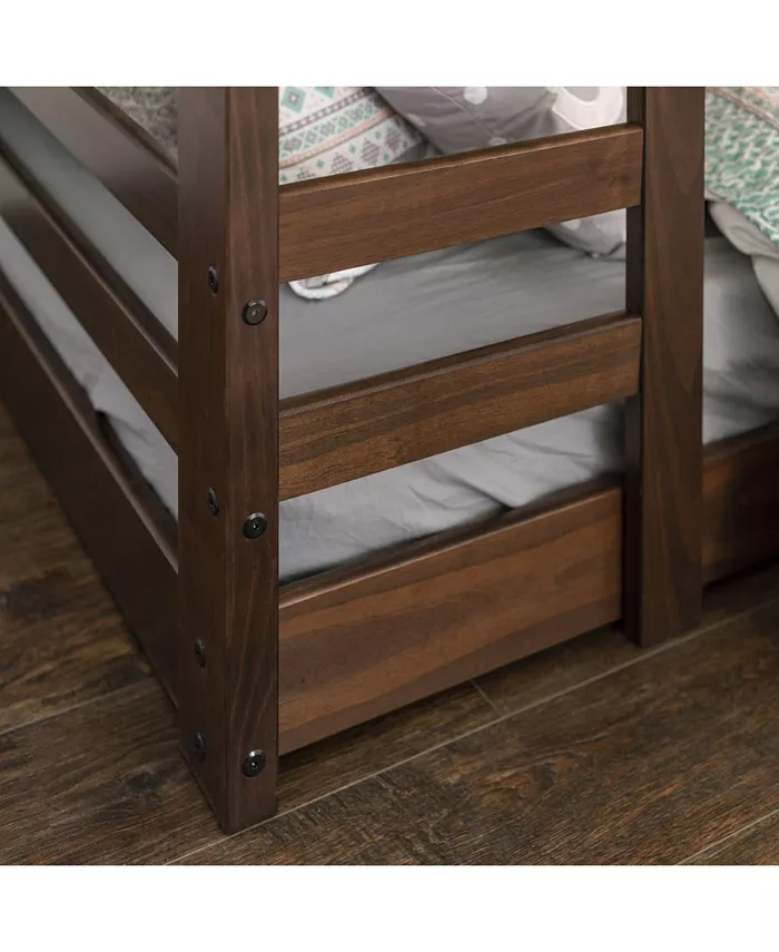 Walker Edison Low Wood Twin Bunk Bed