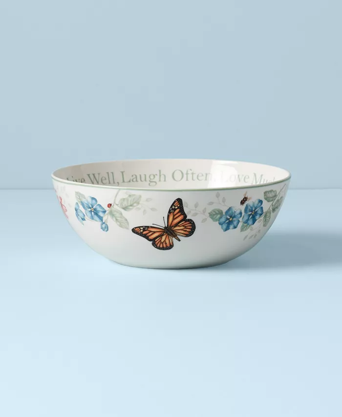 Lenox Dinnerware Butterfly Meadow Serving Bowl Live Well Laugh Often