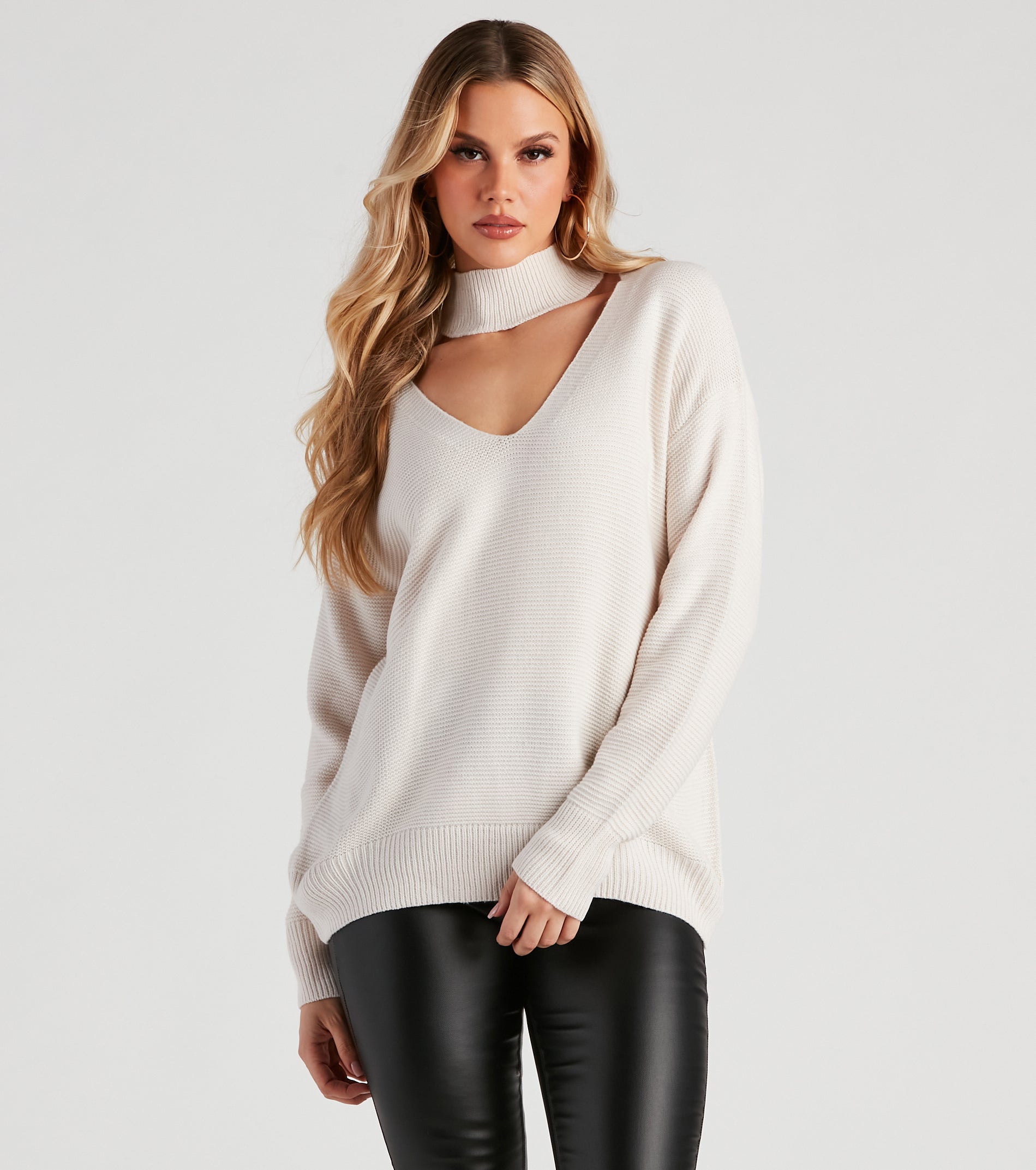 Keeping Knit Chic Mock Neck Sweater