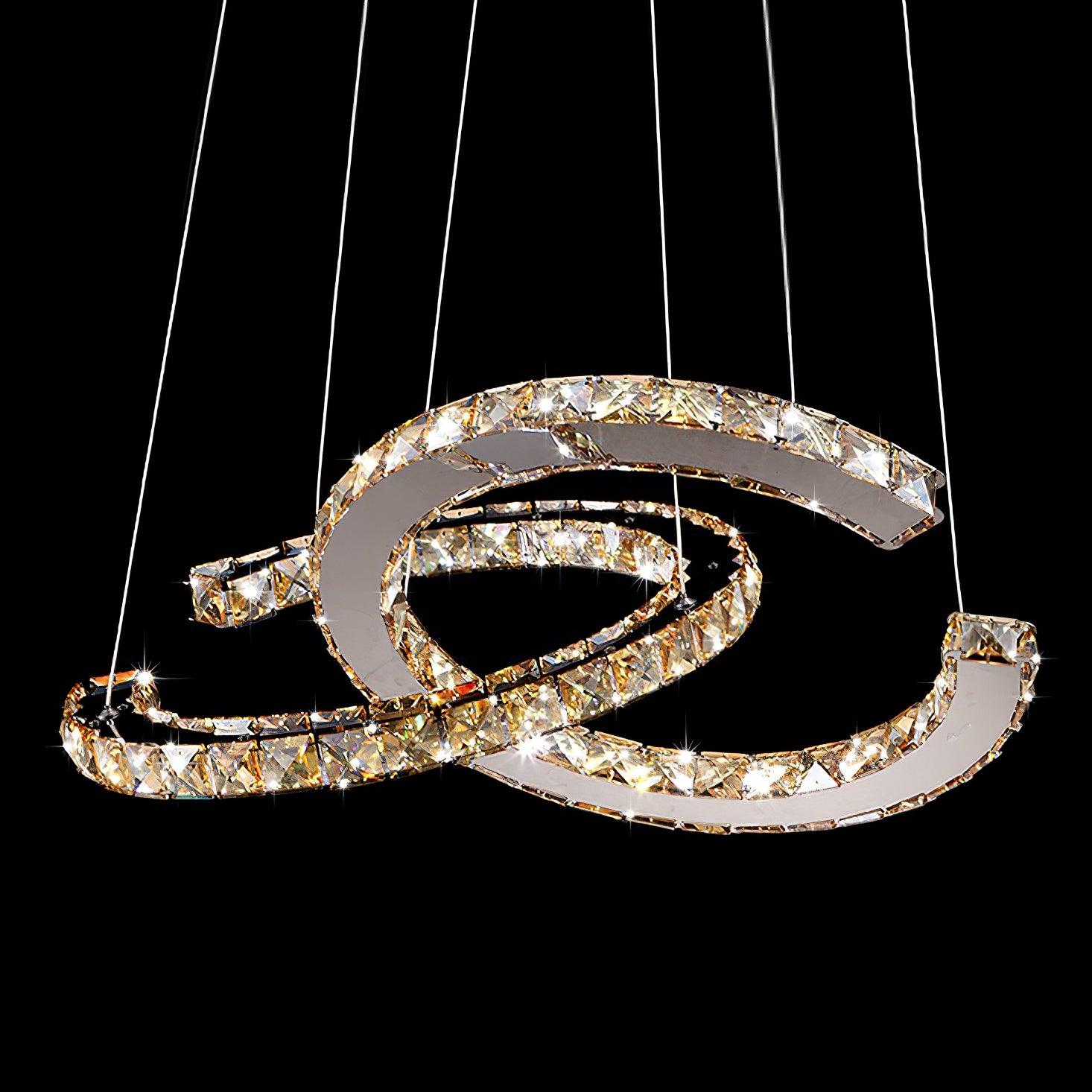 Modern Crystal Double C Chandelier