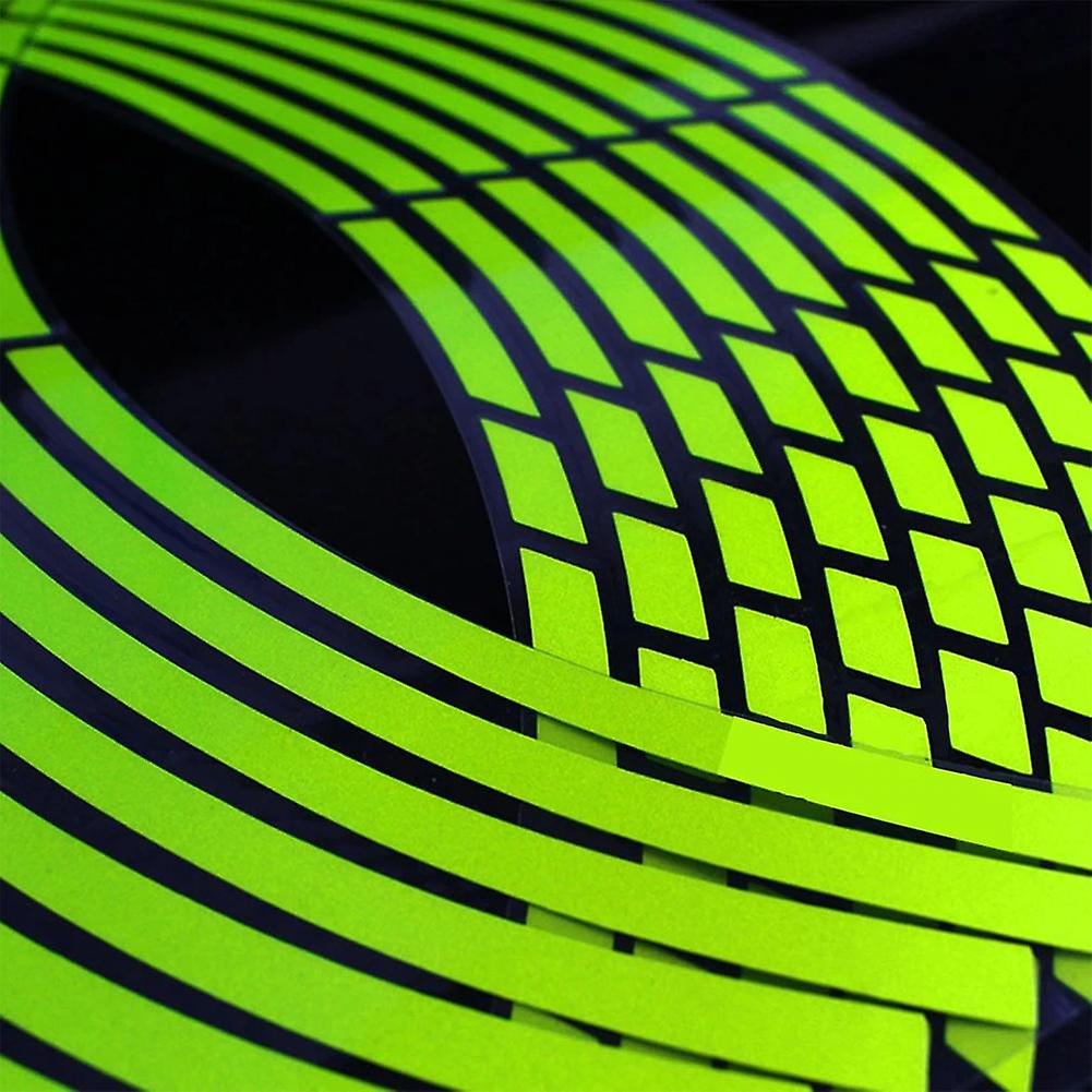 Wheel Reflective Stickers Waterproof Decorative Stickers Fluorescent Wheel Rim Stripe Decals For Motorcycle Bicycle Electric Car Green 10 Inches