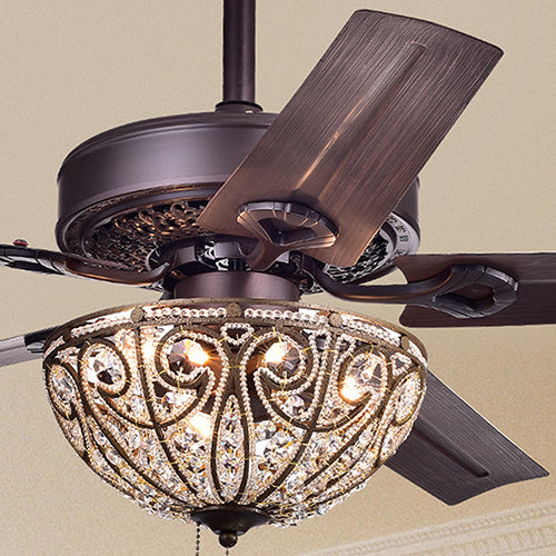 Catalina Bronze-finished 5-blade， 48-inch Crystal Ceiling Fan (Optional Remote)