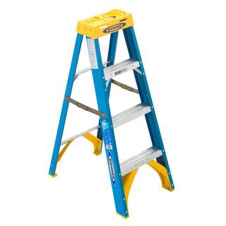 Werner 4 ft. Fiberglass Step Ladder with Yellow Top 250 lb. Load Capacity Type I Duty Rating 6004