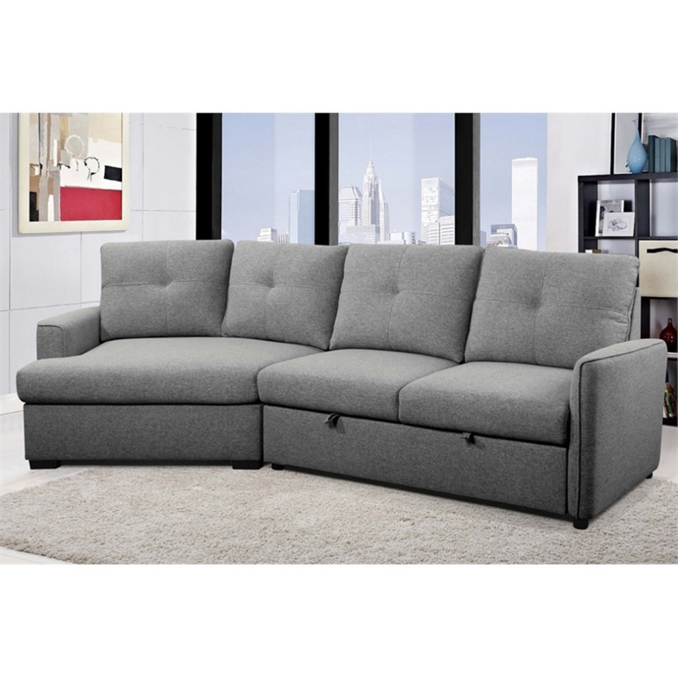 Primo International Elroy 2 Piece Wood with Right Cuddler in Gray   Transitional   Sleeper Sofas   by Homesquare  Houzz