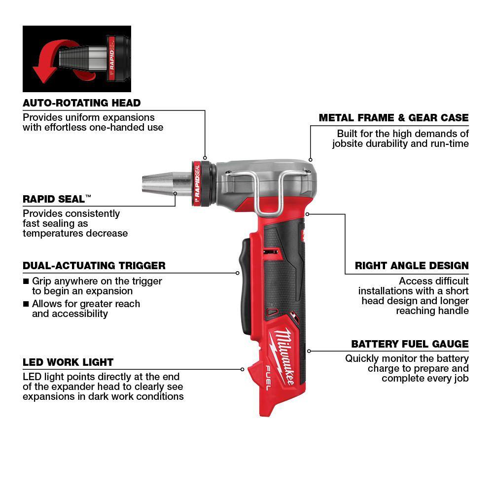 MW M12 FUEL RAPID SEAL ProPEX Expander Heads With 12 in. to 1 in. ProPEX Expansion Tool With 1 in. PEX Tubing Cutter 2532-20-48-22-4204