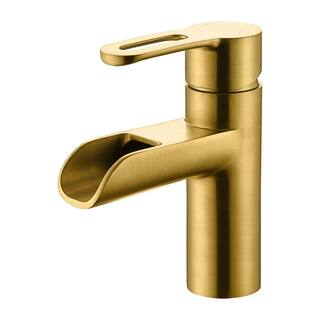 LUXIER Waterfall Single Hole Single-Handle Bathroom Faucet in Brushed Gold BSH16-SG