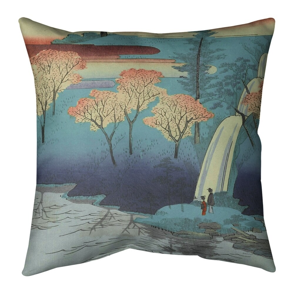 Porch   Den Utagawa Hiroshige 'Chiyogaike Pond' Throw Pillow