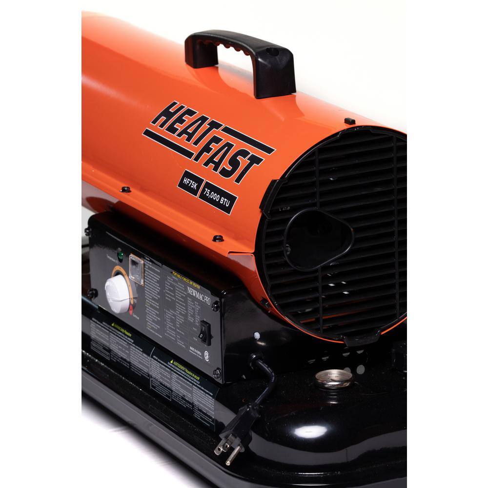 HEATFAST 75000 BTU Forced Air Kerosene Space Heater with Thermostat Heat Control HF75K