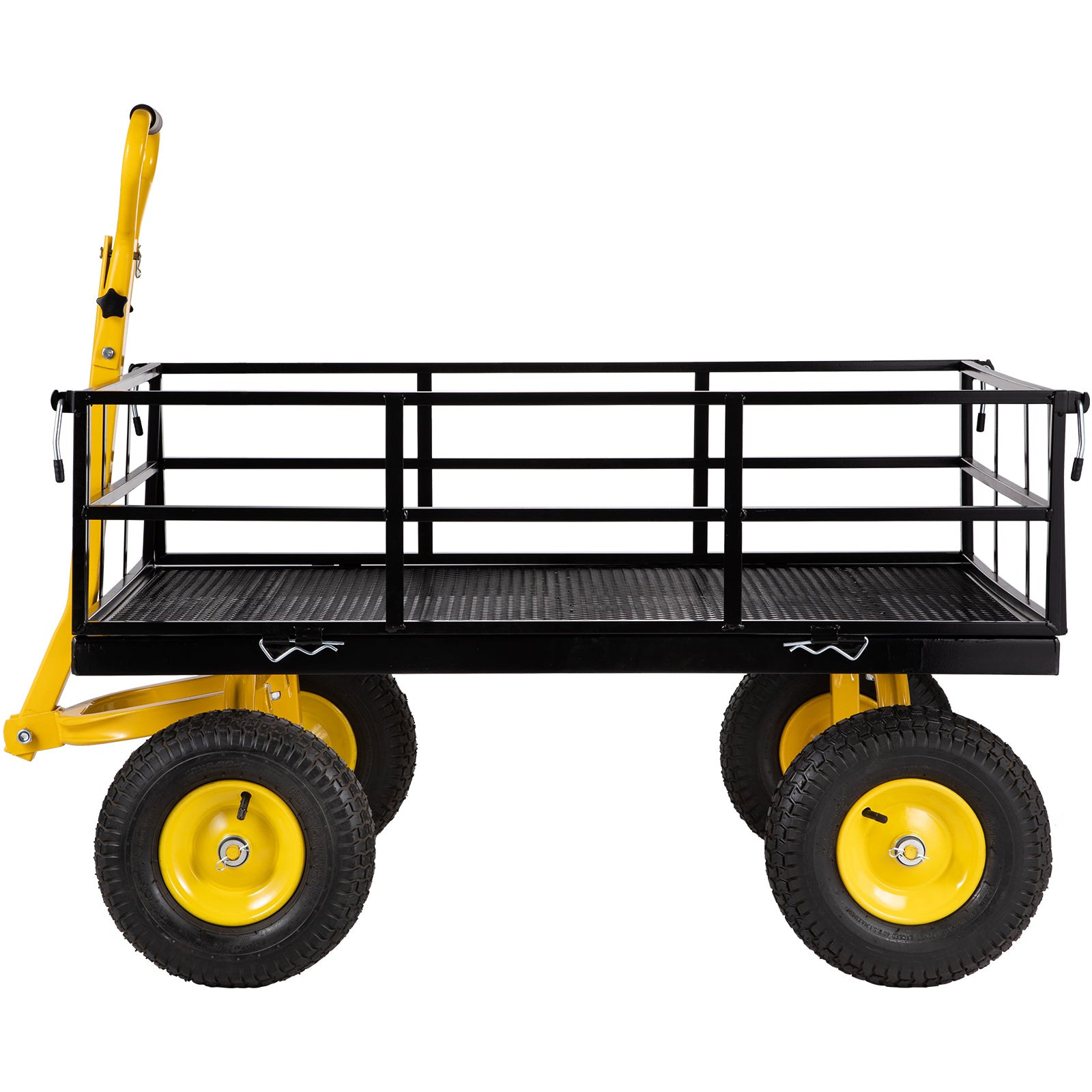 BENTISIM Steel Garden Cart, Heavy Duty 1200 lbs Capacity, with Removable Mesh Sides to Convert into Flatbed, Utility Metal Wagon with 2-in-1 Handle and 13 in Tires, Perfect for Garden, Farm, Yard