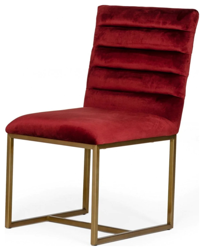 Bryce Modern Red and Brush Gold Dining Chair  Set of 2   Contemporary   Dining Chairs   by V.S.D Furniture  Houzz