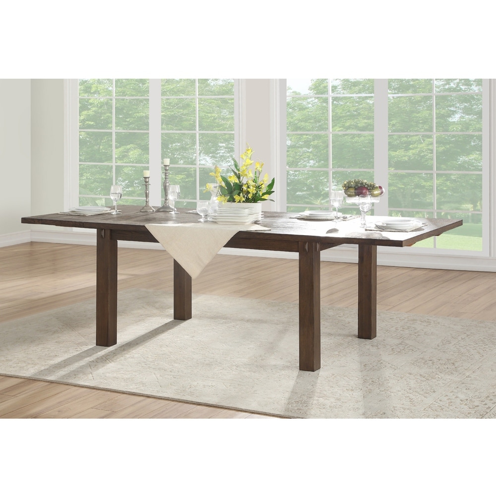 Rectangular Dining Table with Leaves in Dark Oak