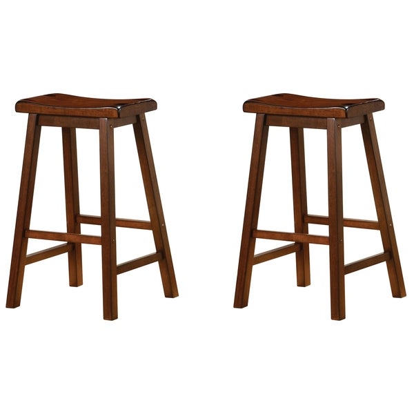 Casual Chestnut Saddle Design Stools (Set of 2)