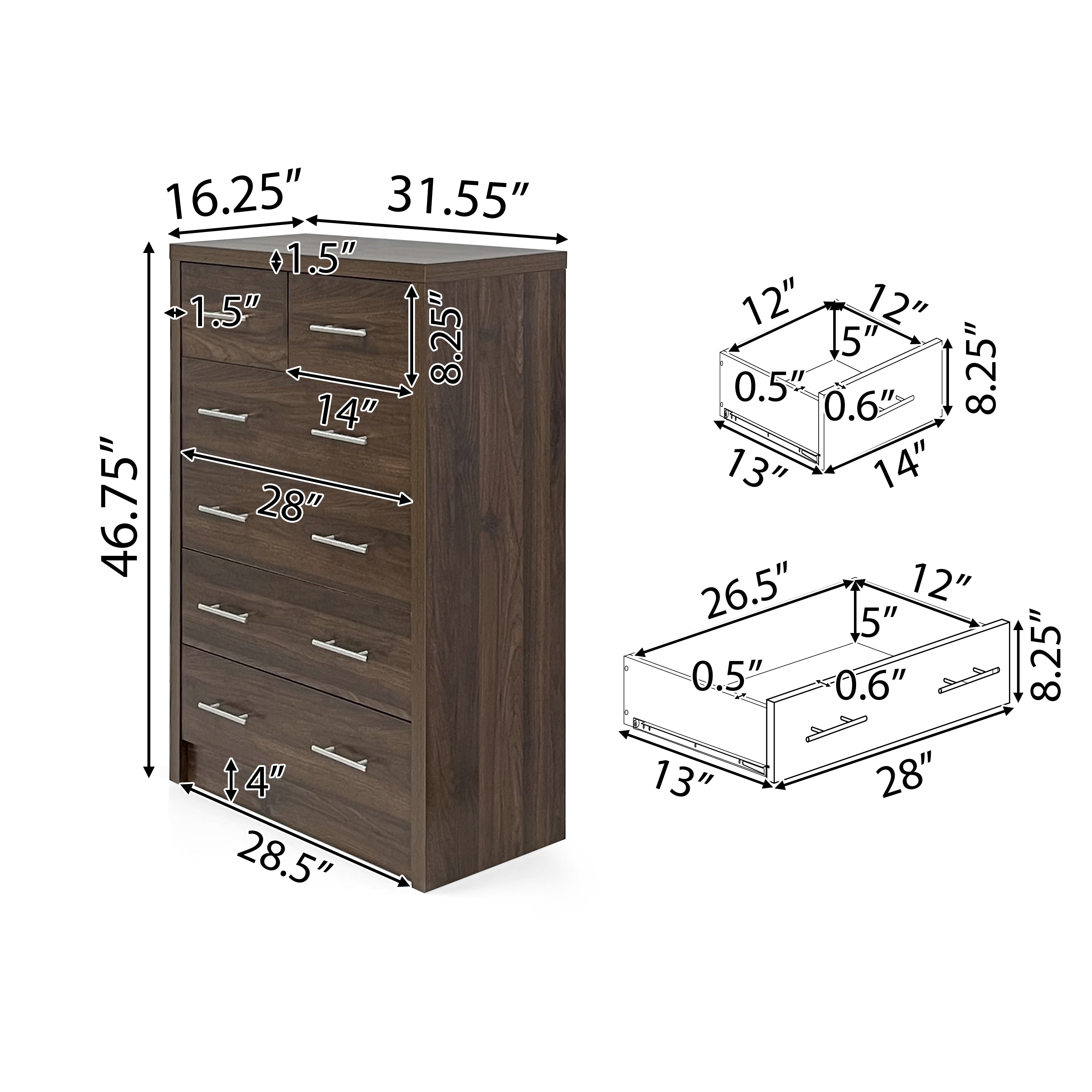 Marlette Modern Faux Wood 6 Drawer Dresser